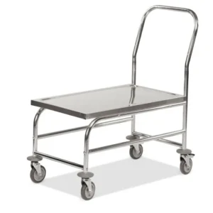 Carro plataforma aço inoxidável KM, plataforma elevada 495mm, 100 kg, 850x490mm, 4 rodas com travões