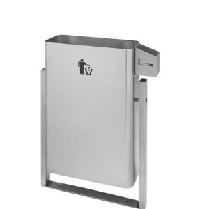 Papeleira com Cinzeiro – Totalmente em Aço Inox Escovado – 45L