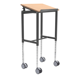 Mesa de transporte Kongamek Ergo, lacada a pó cinza-escuro/faia, ajustável em altura 600x400x720 mm