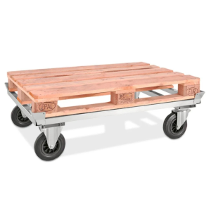 Chassi KM para europaletes, galvanizado, altura 305 mm, 800 Kg, pneus de borracha maciça