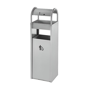 Papeleira Retangular com Cinzeiro – Totalmente em Aço Inox Escovado – 35L
