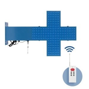 Cruz de Veterinária LED Azul - 50x50cm - Dupla Face - Exterior